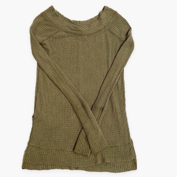 We The Free | Kate Waffle Knit Top Army Green Size XS - Picture 5 of 8